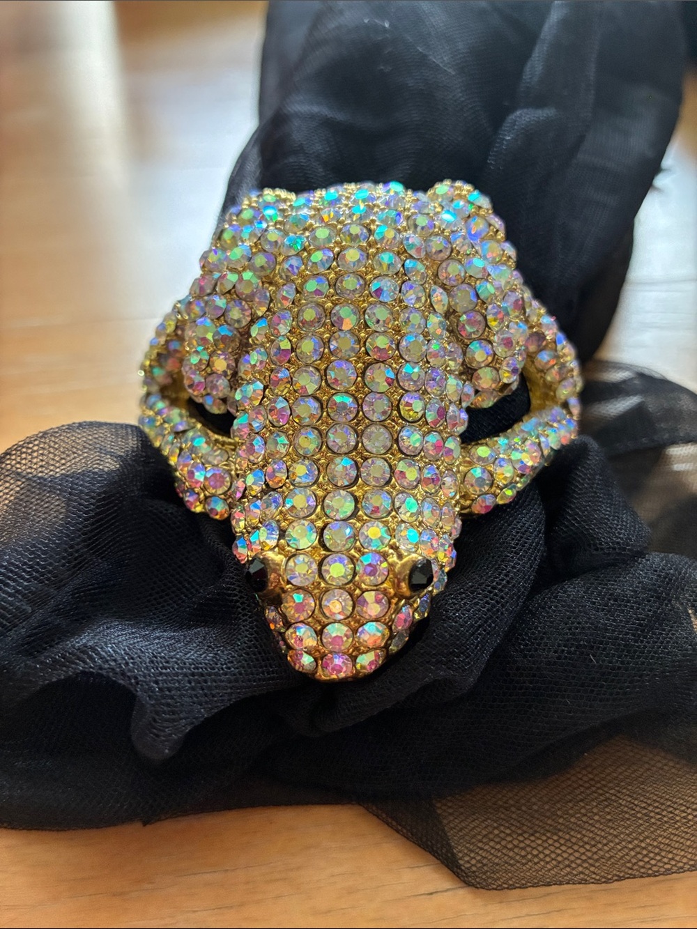 Sparkling gold-tone frog bracelet